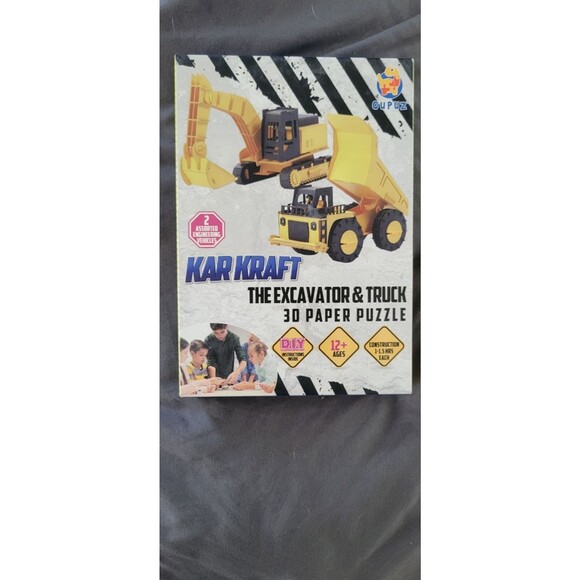 3D board Model Kit Working Vehicle Excavator Truck Puzzle - Picture 2 of 3
